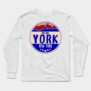 New York City Skyline Statue Of Liberty Long Sleeve T-Shirt